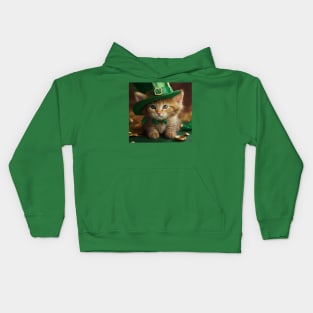 Adorable St. Patrick's day kitty Kids Hoodie